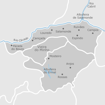 Mapa de Portugal - Regiões - Campos