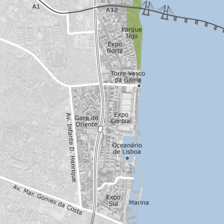 Mapa de Parque das Nações, Lisboa: casas para arrendar — idealista