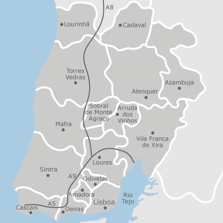 mapa de liboa Mapa de Lisboa provincia: municipios con anuncios de viviendas en 