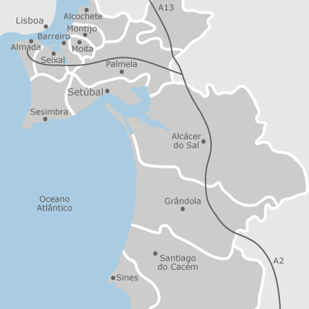 mapa de setubal distrito Mapa de Setúbal distrito: casas à venda — idealista